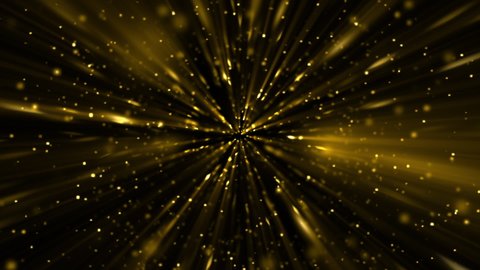 Sparkling gold particles and shimmering light rays motion background animation. This glitzy, golden glamour background is full HD and a seamless loop.