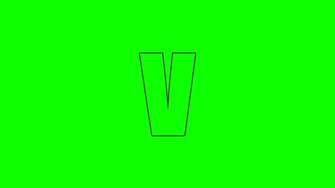 V - Animated outline of letter isolated on green background for forming words and text animation in your video projects