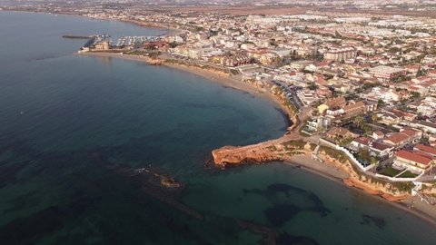 Aerial drone view of coastline in Alicante, Cape, Spain.