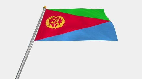 A loop video of the Eritrea flag swaying in the wind from below.