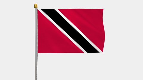 A loop video of the Trinidad and Tobago flag swaying in the wind from a frontal perspective.