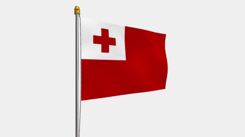 A loop video of the Tonga flag swaying in the wind from the left perspective.