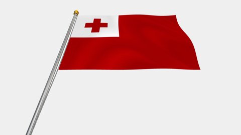 A loop video of the Tonga flag swaying in the wind from below.