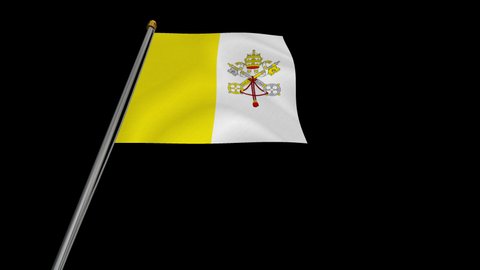 A loop video of the the Vatican City flag swaying in the wind from below.