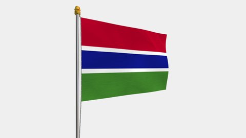 A loop video of the The Gambia flag swaying in the wind from the left perspective.