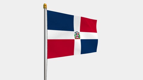 A loop video of the the Dominican Republic flag swaying in the wind from the left perspective.