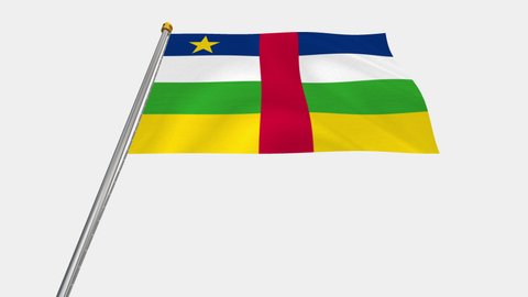 A loop video of the the Central African Republic flag swaying in the wind from below.