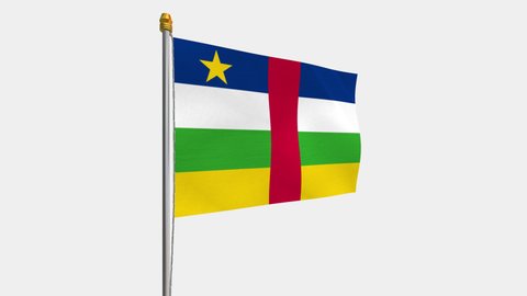 A loop video of the the Central African Republic flag swaying in the wind from the left perspective.