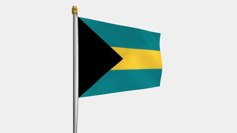 A loop video of the the Bahamas flag swaying in the wind from the left perspective.