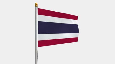 A loop video of the Thailand flag swaying in the wind from the left perspective.