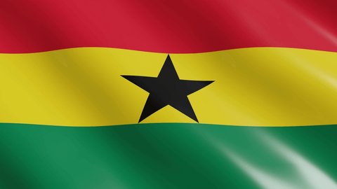 Waving flag of Ghana country. 3d render national flag dynamic background. 4k realistic seamless loop animated video clip