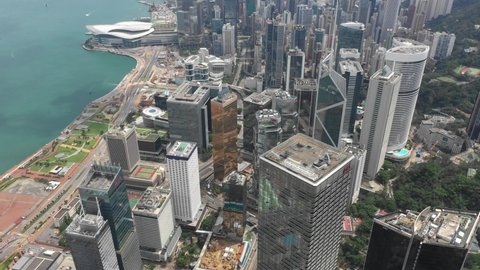 Hong Kong -  Sep 25, 2018: 4K footage, aerial view building and architecture in Central, Hong Kong