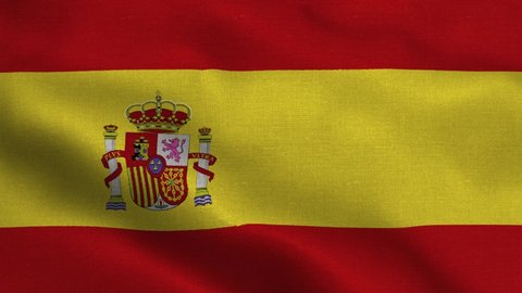 National flag of Spain waving original size and colors 4k 3D Render