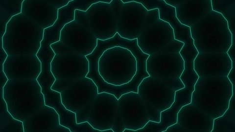 Animated Decorated Oriental Ornaments Pattern Mandala Template. Ramadan and Happy Eid Islamic Holidays Banner Template Neon Lights with Oriental or Islamic Geometric Ornaments Animation Background