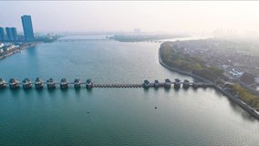 Aerial photography;Guangji Bridge, Chaozhou City, Guangdong Province, China