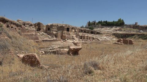 Dara, Mardin, Turkey - 16th of June 2021: 4K Ruins in the Dara ancient Dara city
