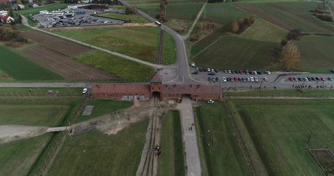 Aerial view of Auschwitz concentration camp in Poland