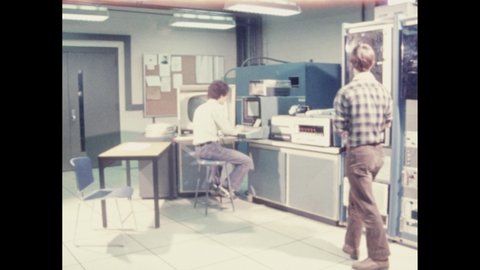 1970s Engineers Lab Operating Computer Man Stock Footage Video (100% ...