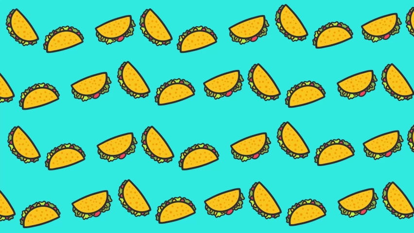 Taco animated 4K background, Mexican tacos pattern animation with blue wallpaper Royalty-Free Stock Footage #1089479591