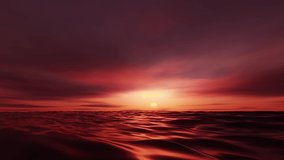 Mediterranean summer ocean at golden hour sunset with tranquil calm rippling sea waves - dreamy scenery sunlight to uplift your spirit. seamless loop video.