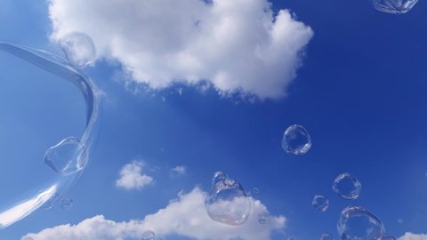 Soap bubbles in the air. Kids soap bubbles 4k video