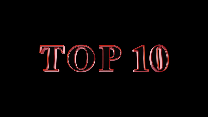 Top 10 text animation with spinning letters, best ten list
