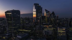 City of London, Superb Skyscrapers, Establishing Aerial View Shot of London UK, United Kingdom