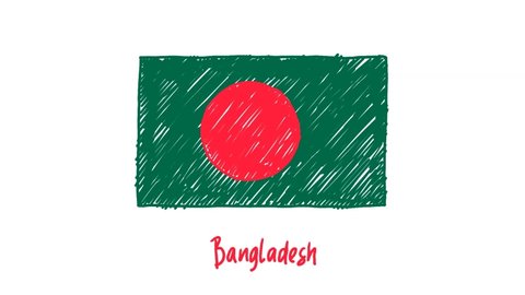 Bangladesh Flag Marker Whiteboard or Pencil Color Sketch Looping Animation