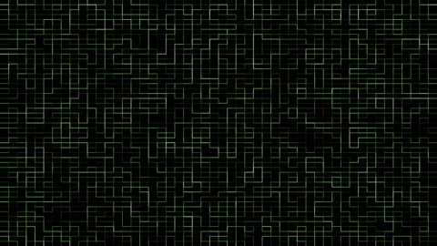 Digital Sci-fi Technology Background. Animated matrix, Green grid lines, Motion Background. 4K Footage
