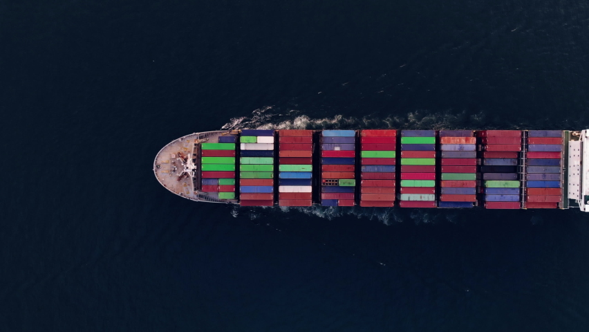 Futuristic Technology Autonomous Semi Cargo container ship with Sensors Scanning line effects concept digital cyber internet technology logistic export import transportation global business service Royalty-Free Stock Footage #1089505087