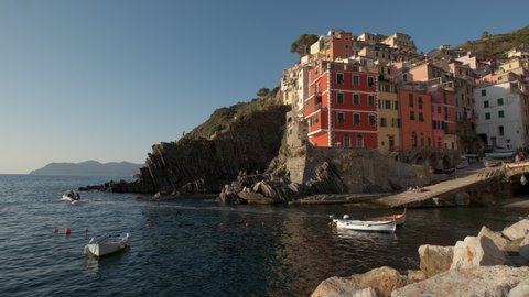 Riomaggiore, Italy - 07 10 2021: Riomaggiore in Cinque Terre, Liguria Italy