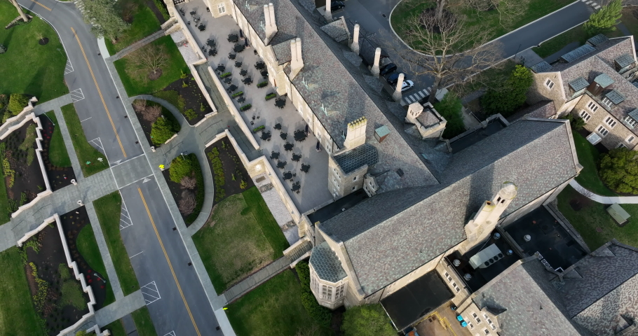 Huge stone masonry building, Masonic Village homes of masons.
