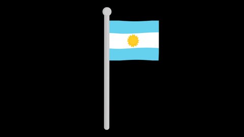 Animation of the flag of Argentina waving, on a transparent background
