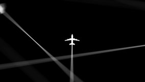 Air traffic global network airplane radar following airplane icon video visual effects 3d animation