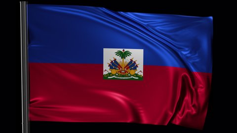 Haiti flag waving in the wind. Looped video with a transparent background (ProRes with Alpha channel)