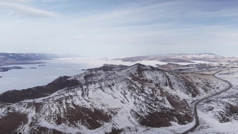 Lake Baikal in winter, drone shots