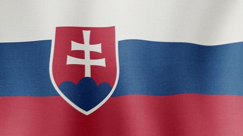 Animation of the national flag of the country of Slovakia fluttering in the wind with a fabric texture in 4K