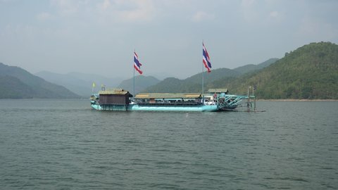 Transportation by car ferry at Srinakarin Dam Kanchanaburi Province, Thailand