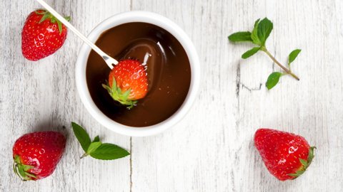 chocolate sauce and strawberry- chocolate fondue