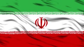 A waving national flag of Iran on fabric texture background. Flag video for design and advertising. 3D-Illustration. 3D-rendering