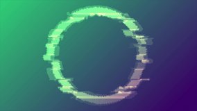 Abstract glitch effect luminous circle modern motion background. Seamless looping. Video animation Ultra HD 4K 3840x2160