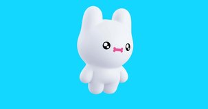Funny Looped cartoon Bunny character. Cute animation. 4k video