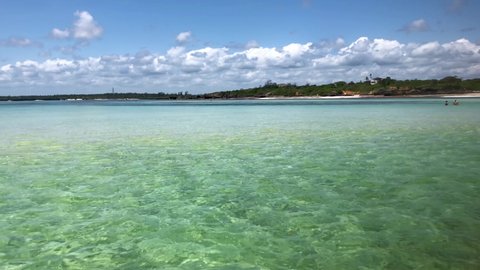 Sea in Kenya. Watamu beach. Turquoise color with reflections and shades. Crystal clear sea in africa. High and low tide in the Kenyan sea. Soft white sand. Snorkeling. Excursions.