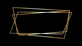 Animated Modern Golden Geometric Frame Design. Decorative Gold Banner Template for Digital Design. Social media and website design elements. Isolated on Black Background. 4K Video Design.