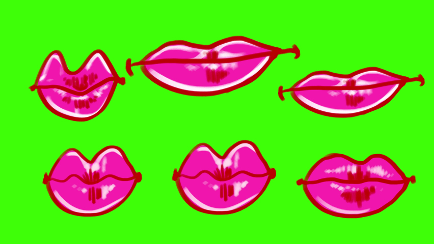 kissing cartoon lips on green screen Stock Footage Video (100% Royalty-free...