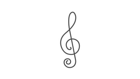 Treble clef on white background.Musical notes.Video animation HD 4K .