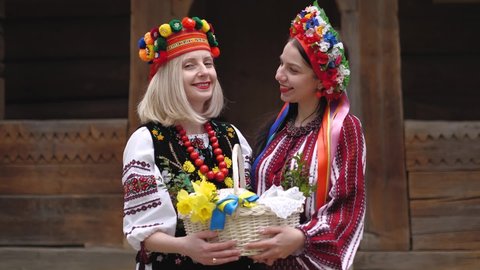 Beautiful girls in Ukrainian national costumes