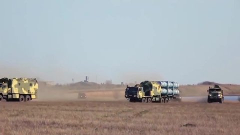 Kiev, Ukraine - 03.08.2022: Missile war machine. Ukraine war. Military rocket launch.