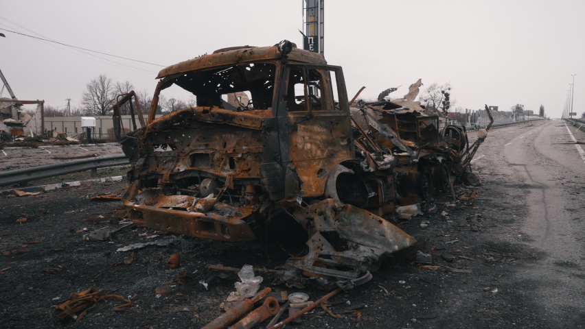 a burnt russian military equipment