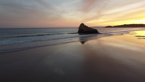 Sunset On Beach Filmed Static Drone Stock Footage Video (100% Royalty ...